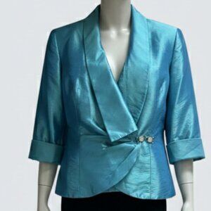 Vintage Alex Evenings Teal Iridescent Blazer - medium/large